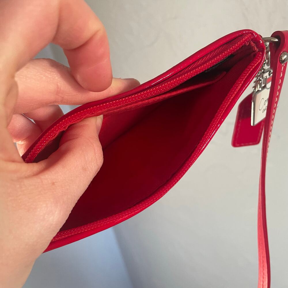 RARE Red Pink Coach Limited Edition Perfume Print Wristlet Bag Sateen Vintage - Picture 6 of 8